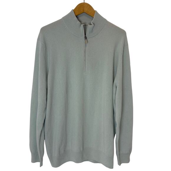 Vineyard Vines - Lightweight Cashmere 1/4 Zip Sweater-Bleached Aqua-Sz XL-NWT - Picture 1 of 8